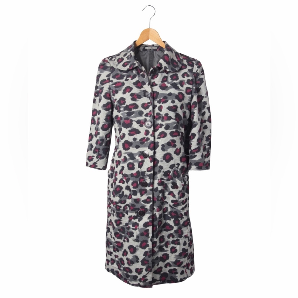 Nicole by Nicole Miller Leopard Print Coat Dress Jacket Chic Size 6 Animal